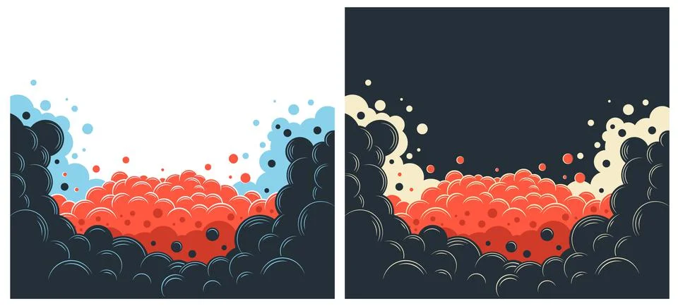 Puff clouds border in comic book cartoon style Stock Illustration