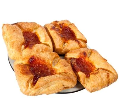 Puff fancy bread with jam Stock Photos
