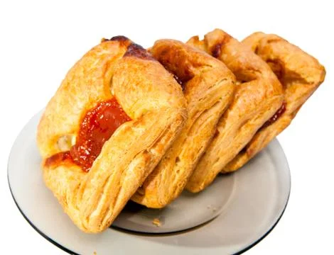 Puff fancy bread with jam Stock Photos