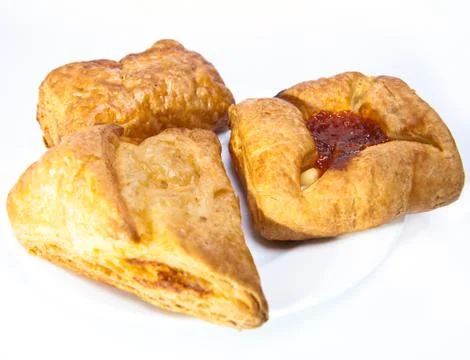 Puff fancy bread with jam.. Stock Photos