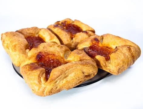 Puff fancy bread with jam Stock Photos