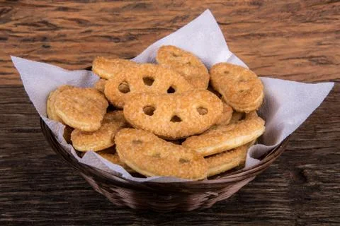 Puff pastry biscuits with sugar Stock Photos