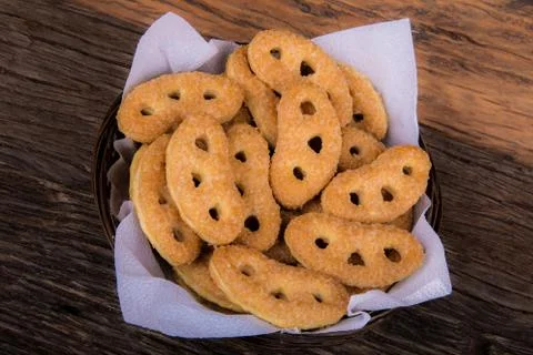 Puff pastry biscuits with sugar Stock Photos