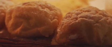 Puff pastry buns in a bakery shop Stock Footage 152582913
