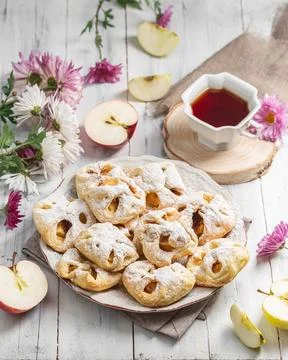 Puff Pastry Envelope Shape Buns Filled with Jam Stock Photos