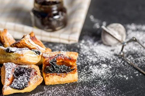 Puff pastry with jam 스톡 사진