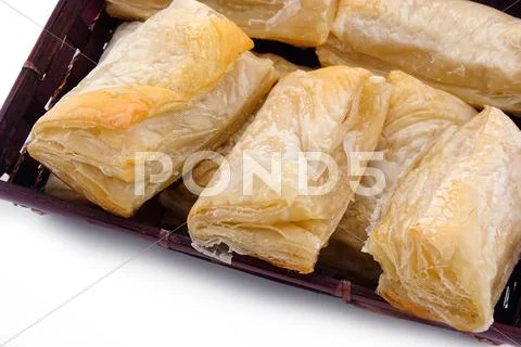 Puff pastry with potato and cabbage Stock Photos