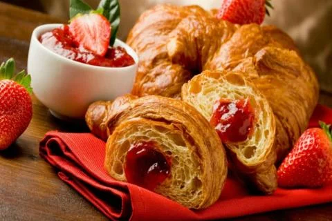 Puff with strawberry Stock Photos