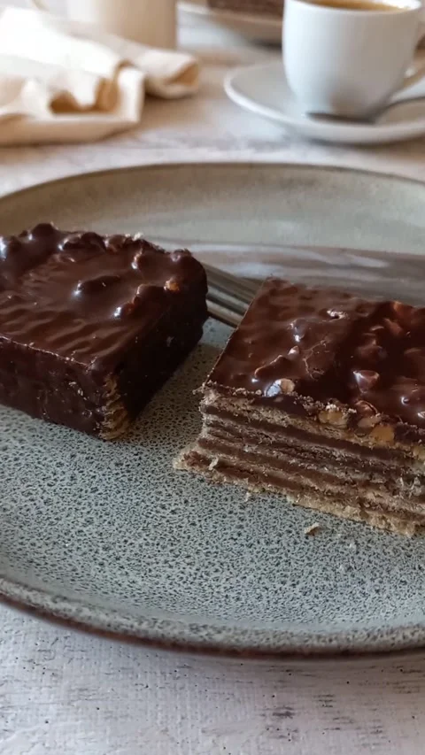 Puff waffle chocolate cake Stock Footage 171639624