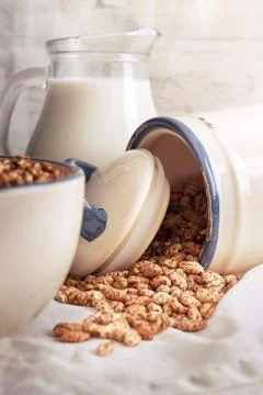 Puffed barley cereal Stock Photos