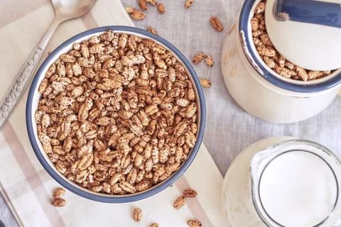 Puffed barley cereal Stock Photos
