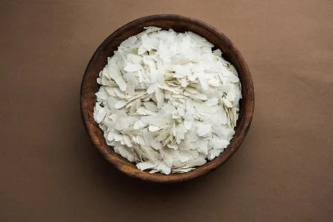 Puffed Rice Poha - Uncooked or Raw, selective focus Foto stock