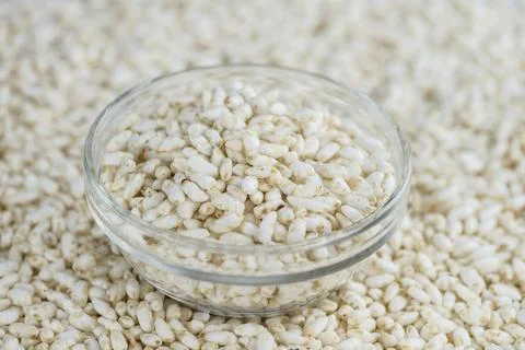 Puffed Rice for use as background image or as texture (close-up shot) 스톡 사진