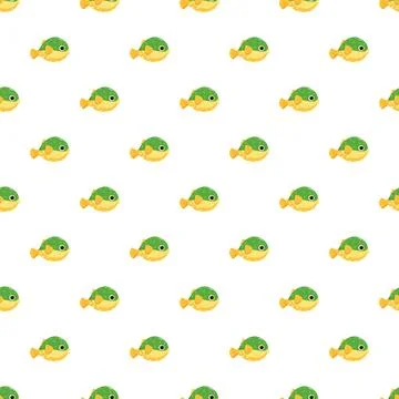 Puffer fish cartoon pattern creating a fun background Stock Illustration