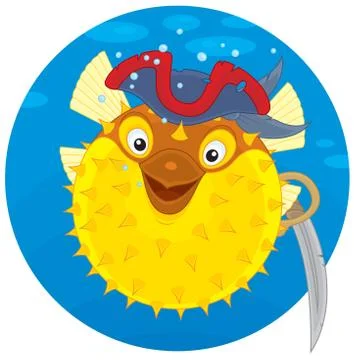 Puffer fish pirate Stock Illustration