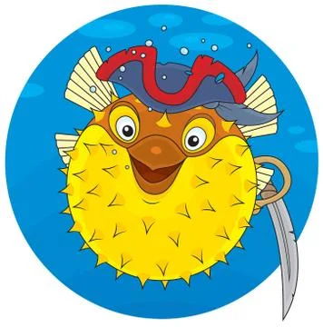Puffer fish pirate Stock Illustration
