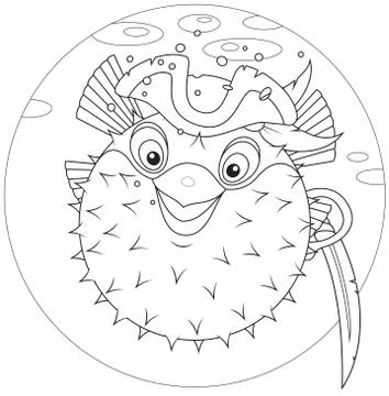 Puffer fish pirate Stock Illustration