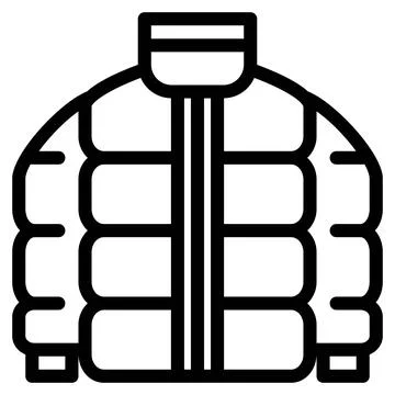 Puffer Jacket icon in line art. outline style. Isolated on white Background Stock Illustration