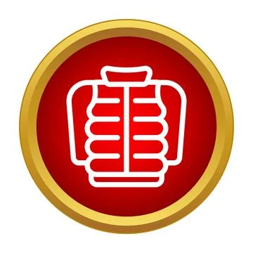 Puffer jacket symbol on red circular button Stock Illustration