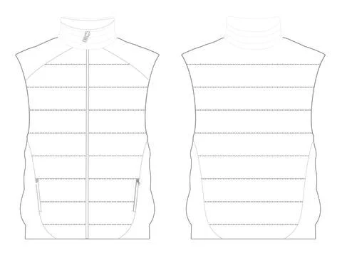 Puffer Vest Editable Vector Sketch Illustration, Digital Cloths Fashion Jacket Stock Illustration