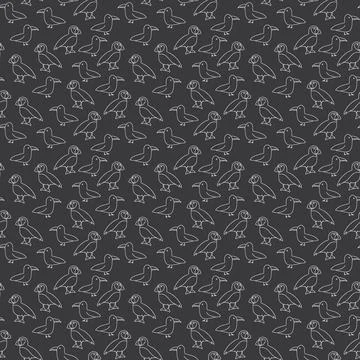 Puffin and Seagull seamless pattern. Cute Cartoon arctic animals background.. Stock Illustration