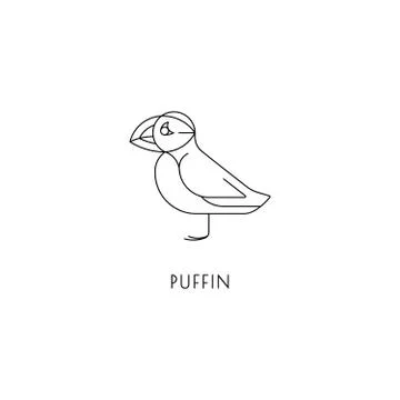 Puffin outline icon Stock Illustration