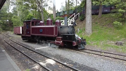 Puffing Billy Railway vintage train in Melbourne Australia Stock Footage 337945925