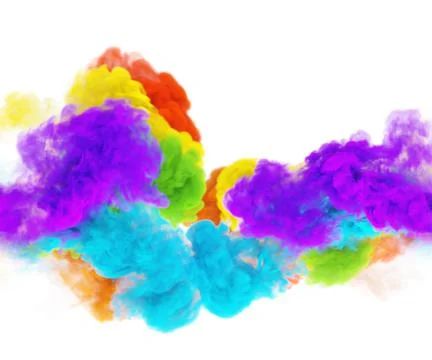 Puffs of magic rainbow smoke. Violet strike Stock Illustration