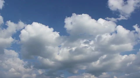 Puffy Clouds on Blue Sky Timelapse Stock Footage 46124852