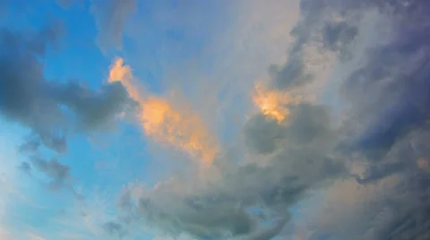 Puffy Clouds Drifting across the Sky in the Fading Light Video stock 50154178