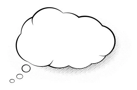 Puffy comic speech bubble with copy space and halftone grid background Stock Illustration