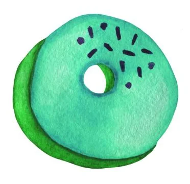 Puffy cookie, biscuit with sugar icing and sprinkles. Stock Illustration