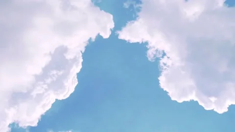 Puffy Cumulus White Clouds in Azure Blue Sunny Sky in Good Weather Sunny Day Tim Stock Footage 237955618