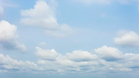 Puffy fluffy beautiful white clouds on blue sky. Stock Footage