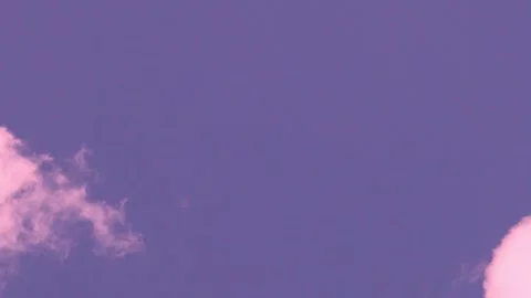 Puffy fluffy pink clouds fly away and remain pure sunset lilac sky cloudless tim Video stock 313526904