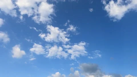 Puffy fluffy white cloud on beautiful sunny clear blue sky background Stock-Footage 148187770