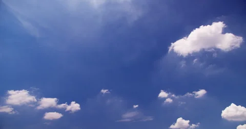 Puffy fluffy white cloud n cotton candy cumulus cloudscape moving on Stock Footage 246510795