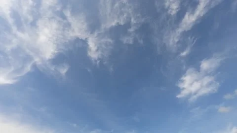 Puffy fluffy white clouds on beautiful sunny clear sky background Stock Footage 147113319