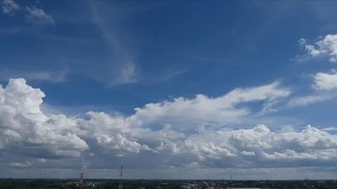 Puffy fluffy white clouds blue sky time lapse move cloud background 스톡 동영상 110130763