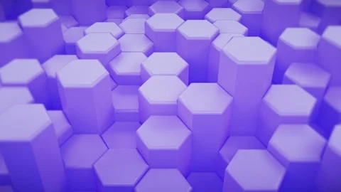 Puffy Purple Perspective Hexagon Background. Seamless Loop Stock Footage 207470035