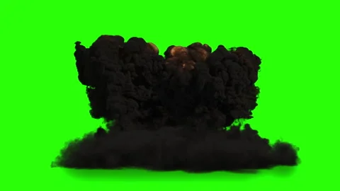 Puffy Smoke FireBall Explosion Pack of Three on Green Screen Background Stock Footage 144612589