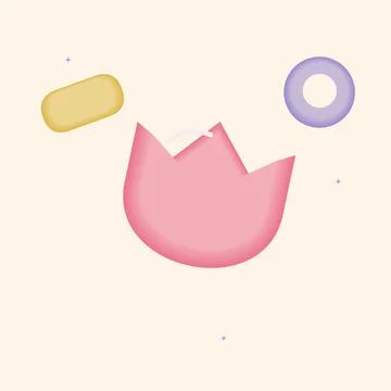 Puffy tulip shaped abstract flower objects. Gummy inspired abstract vector ob Stock Illustration