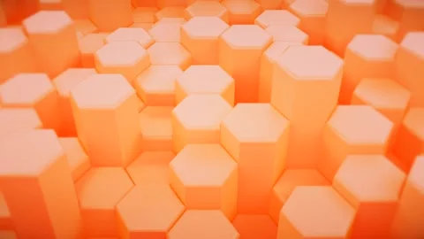 Puffy Yellow Perspective Hexagon Background. Seamless Loop Stock Footage 211733821