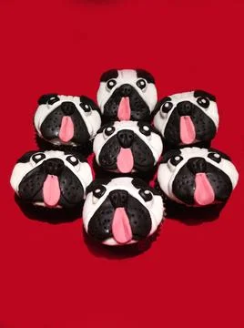 Pug cupcakes Stock Photos