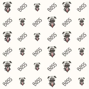 Pug dog boss pattern vector illustration Stock Illustration