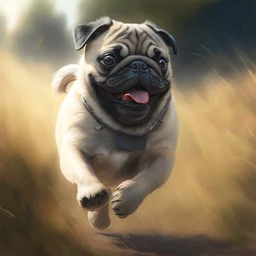 Pug Dog in close view Stock Illustration