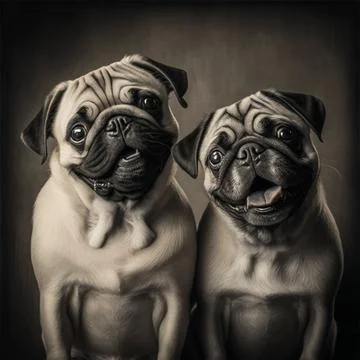 Pug Dog in close view Stock Illustration