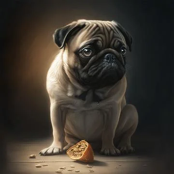 Pug Dog in close view Stock Illustration