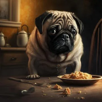 Pug Dog in close view Stock Illustration