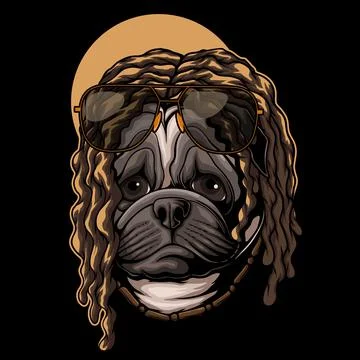 Pug dog dreadlocks hair vector illustration Stock Illustration